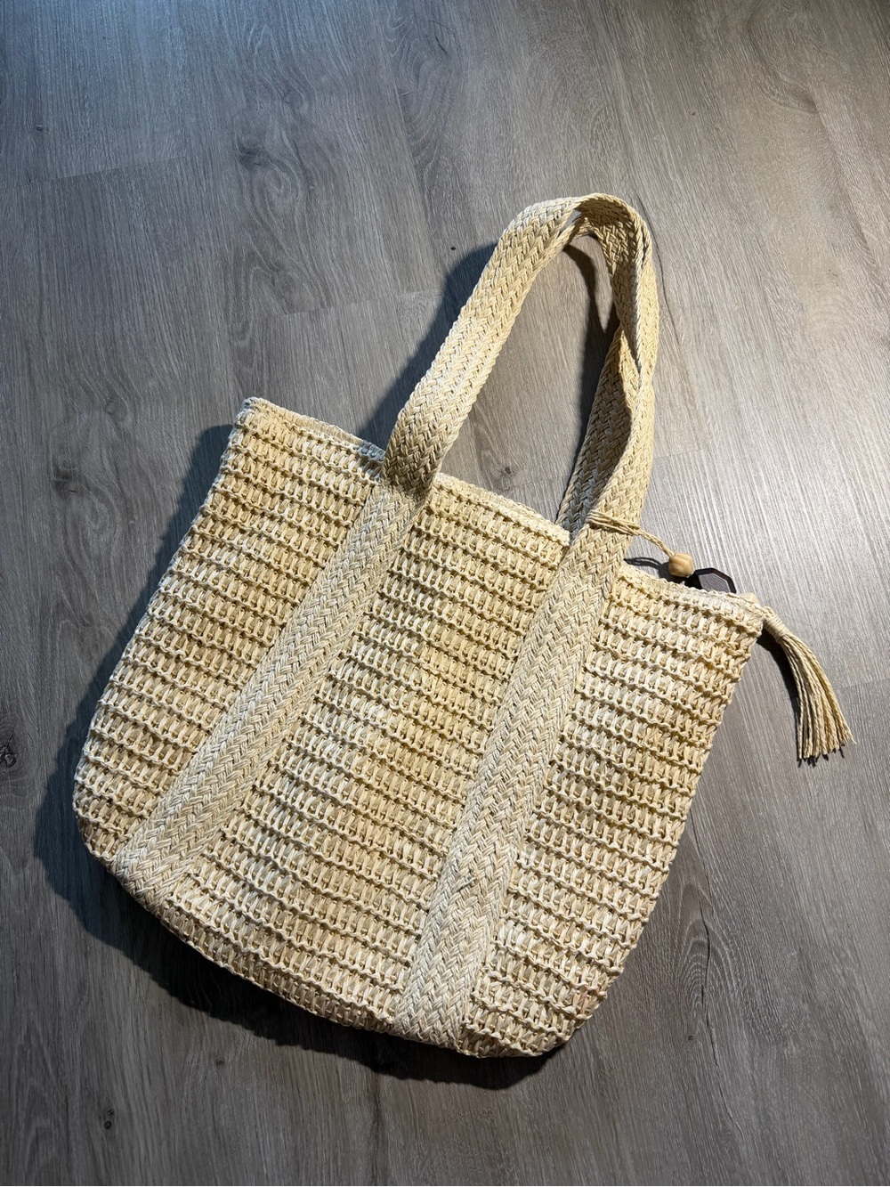 Woven Straw Tote Bag - Natural